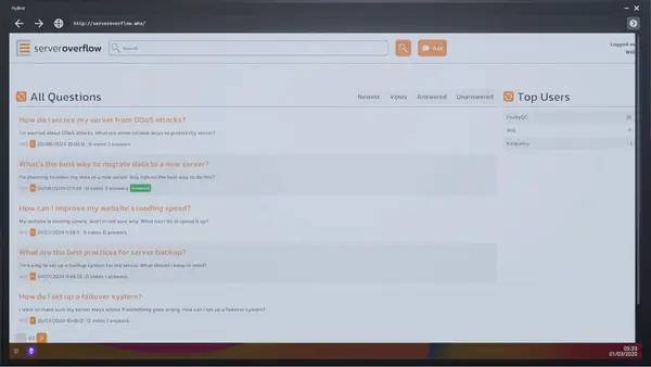 Сцена из внутреннего меню Web Host Simulator