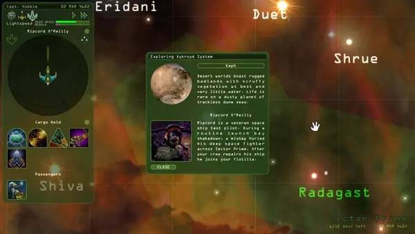 Сцена из внутреннего меню Weird Worlds  Return to Infinite Space