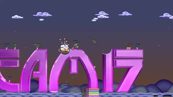 Сцена из внутреннего меню Worms Armageddon