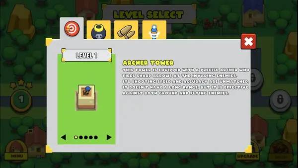 Сцена из внутреннего меню Zombie Tower Defense