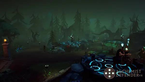 Сцена с применением игровых возможностей Alchemist Defender VR