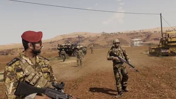 Сцена с применением игровых возможностей Arma 3 Western Sahara