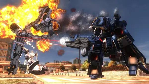 Сцена с применением игровых возможностей EARTH DEFENSE FORCE 4.1 The Shadow of New Despair