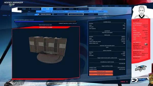 Сцена с применением игровых возможностей Hockey Manager 20 20