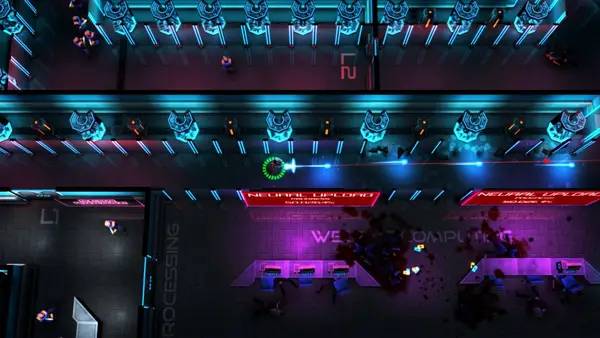 Сцена с применением игровых возможностей Neon Chrome