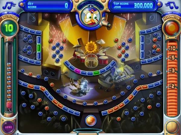 Сцена с применением игровых возможностей Peggle Nights
