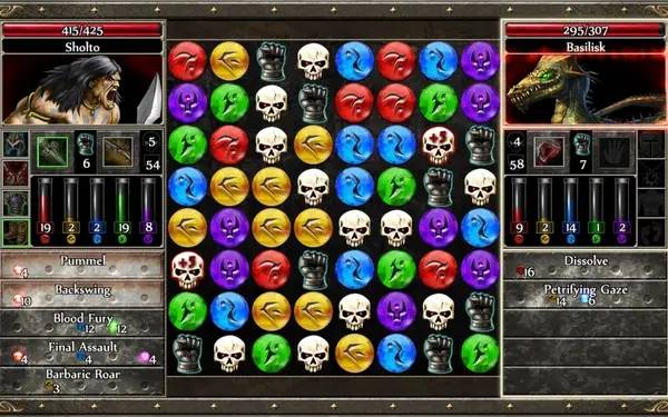 Сцена с применением игровых возможностей Puzzle Quest 2