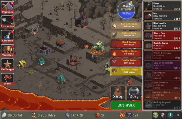 Сцена с применением игровых возможностей Realm Grinder