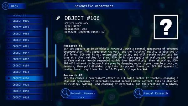 Сцена с применением игровых возможностей SCP Strategy