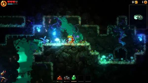 Сцена с применением игровых возможностей SteamWorld Dig 2