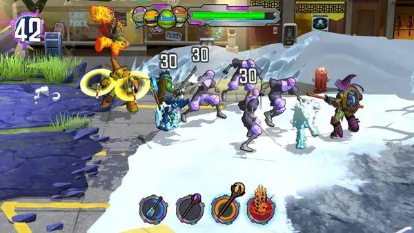 Сцена с применением игровых возможностей Teenage Mutant Ninja Turtles Portal Power (игра)